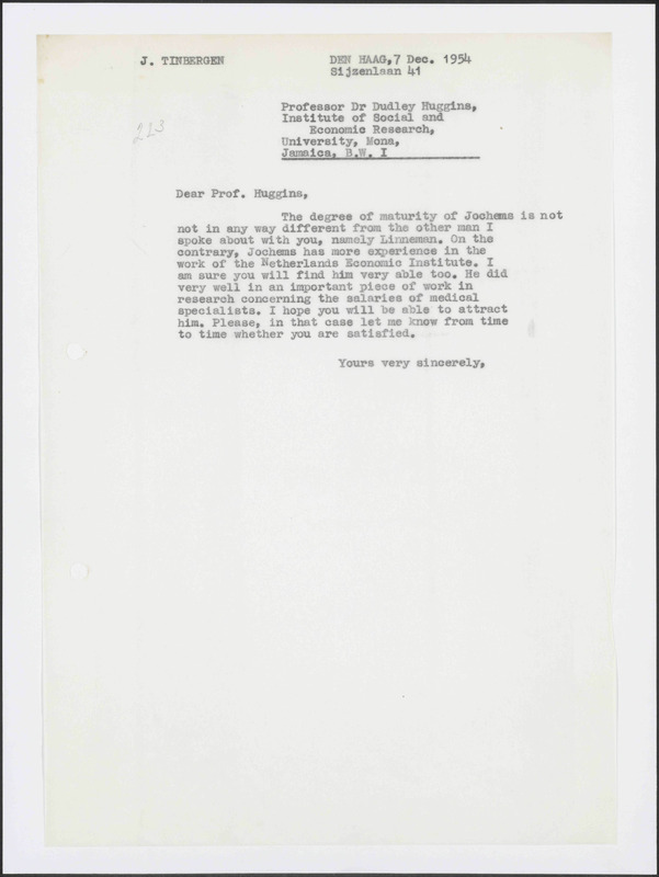 Letter to H.D. Huggins