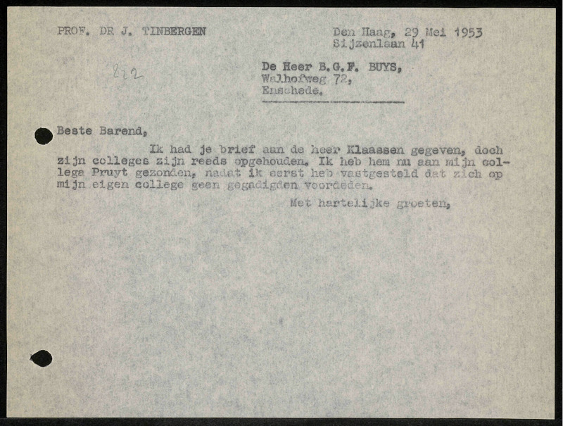 Letter to Barend Buys