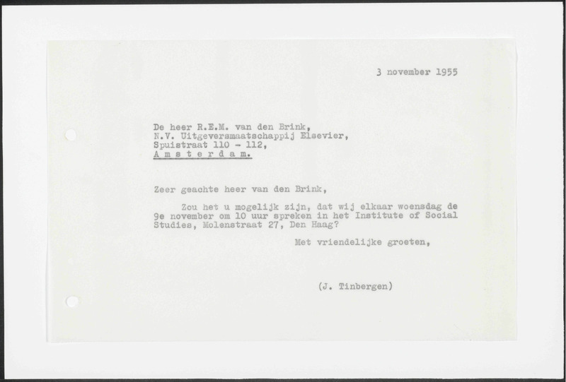 Letter to R.E.M. van den Brink