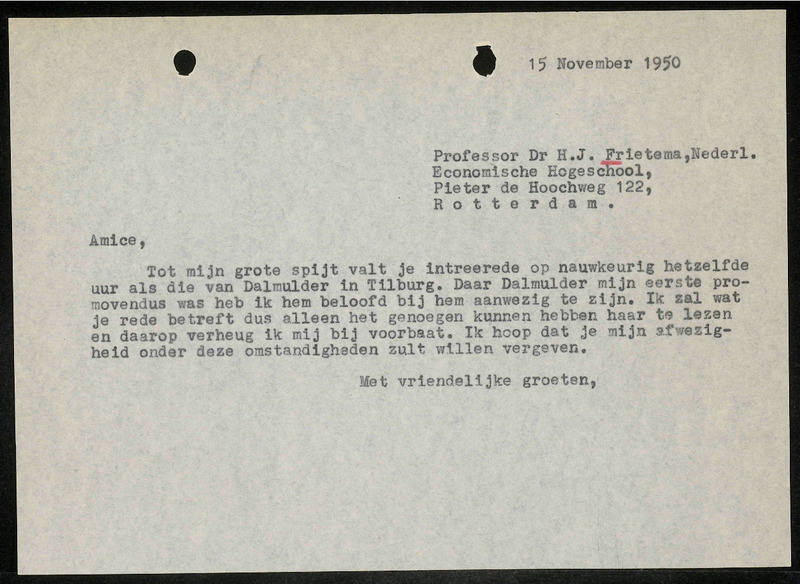 Letter to H.J. Frietema