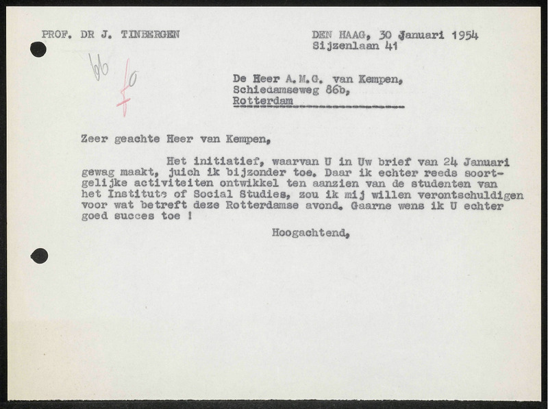 Letter to A.M.G. van Kempen