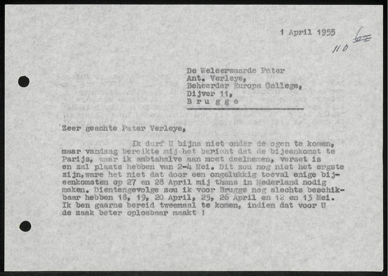 Letter to Verleye