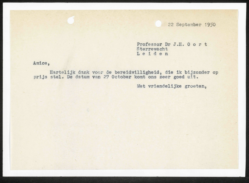 Letter to J.H. Oort