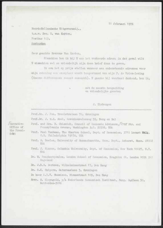Letter to Ellen M. van Koten