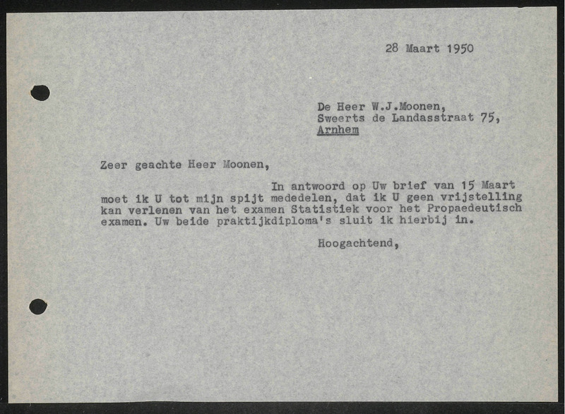 Letter to W.J. Moonen