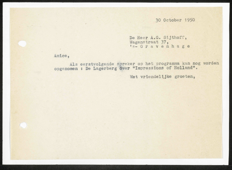 Letter to A.G. Sijthoff