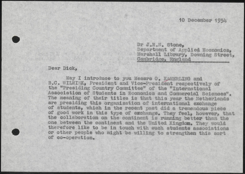 Letter to J.R.N. Stone