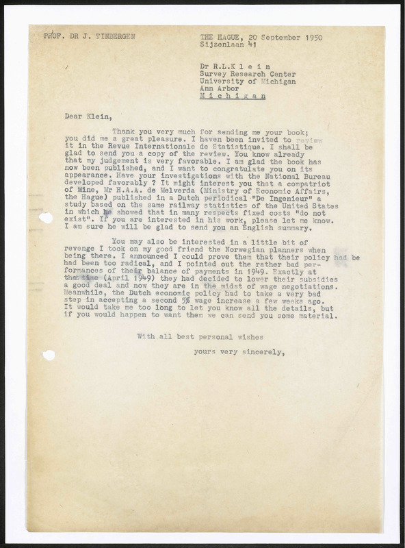 Letter to L.R. Klein