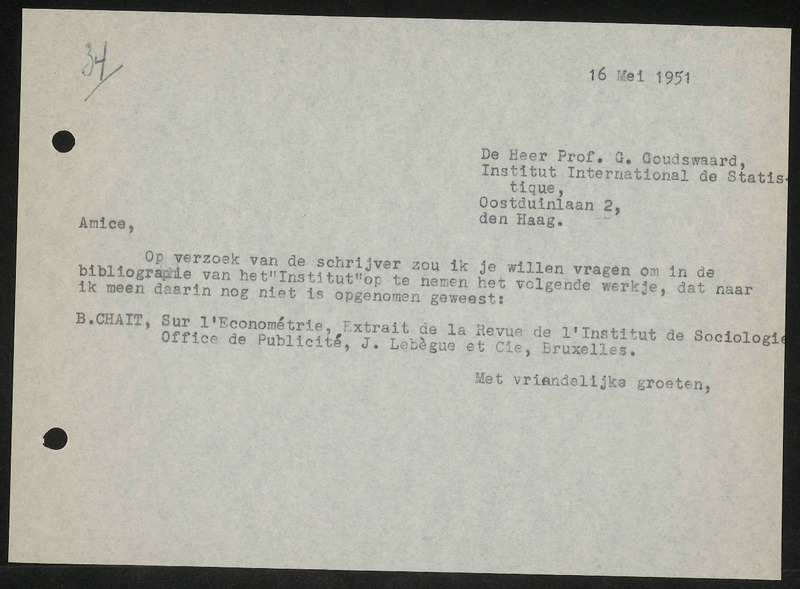 Letter to G. Goudswaard