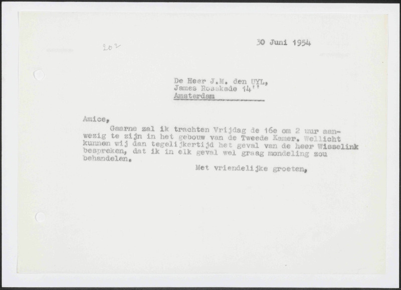 Letter to J.M. den Uyl