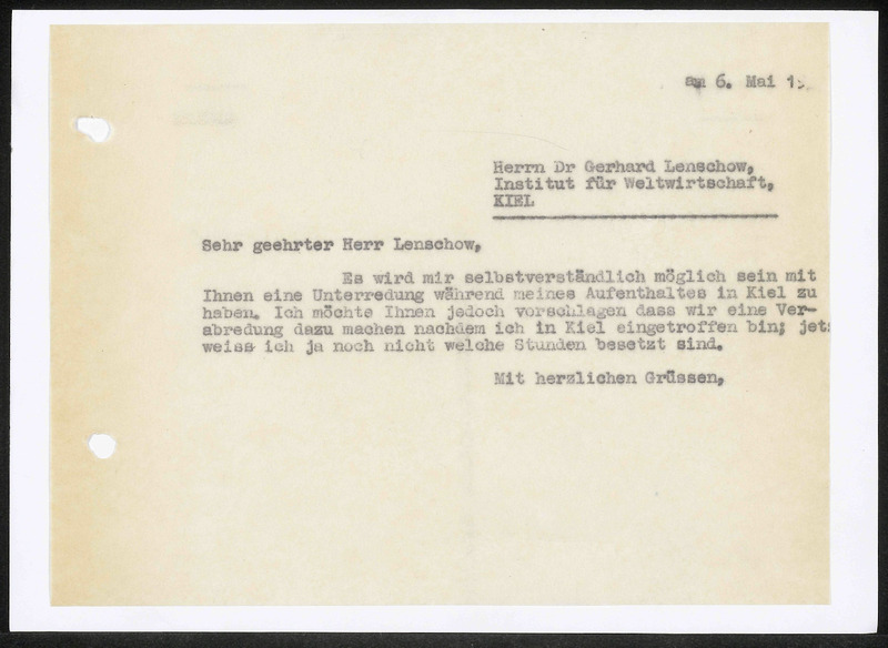 Letter to Gerhard Lenschow