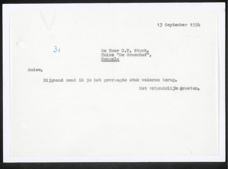 Letter to C.T. Stork