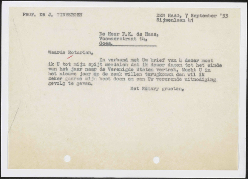 Letter to P.K. de Haas