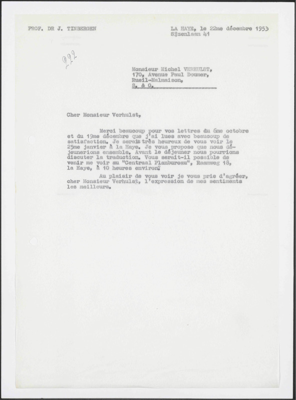 Letter to M. Verhulst