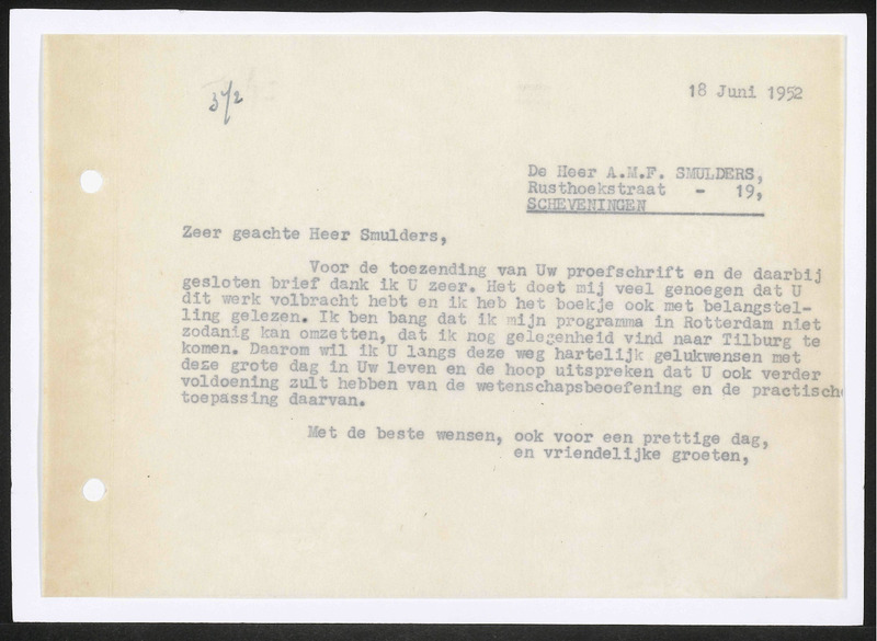 Letter to A.M.F. Smulders