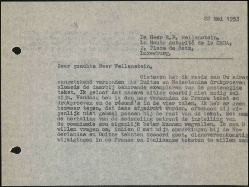 Letter to E.P. Wellenstein