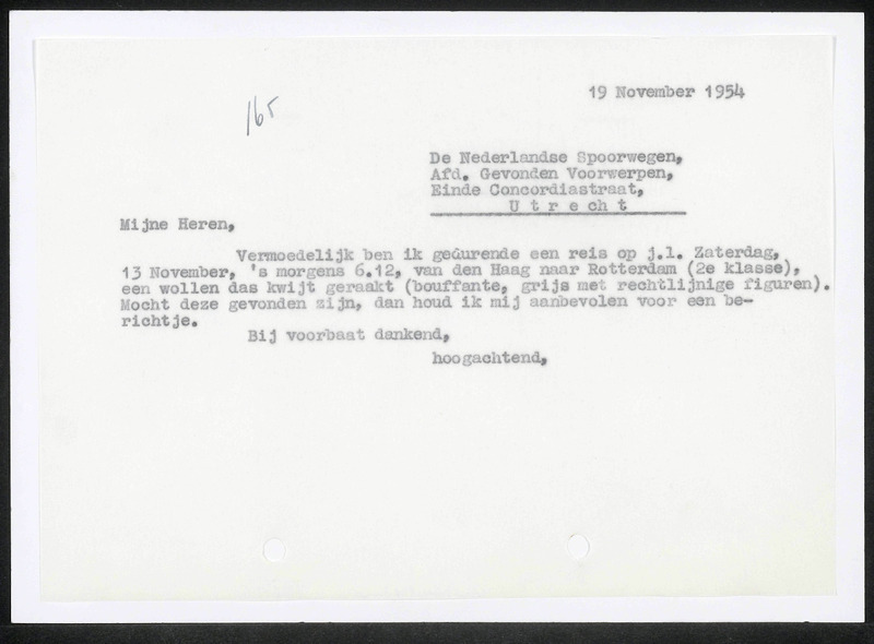 Letter to Nederlandse Spoorwegen