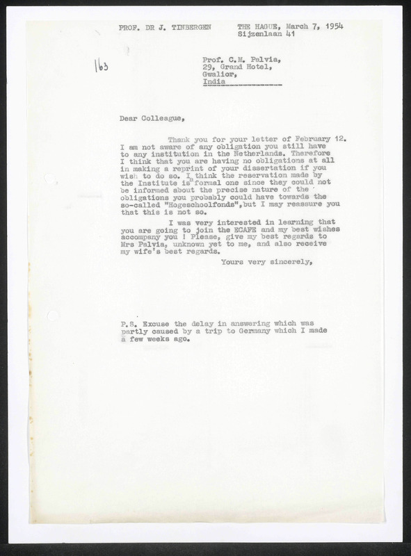 Letter to C.M. Palvia