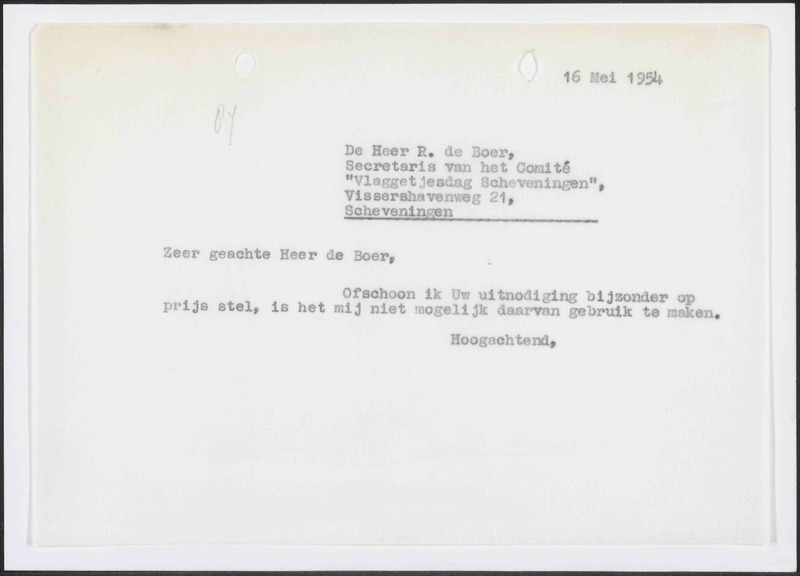 Letter to R. de Boer