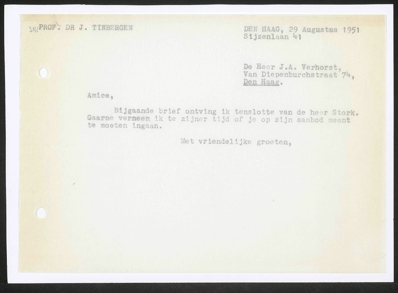Letter to J.A. Verhorst
