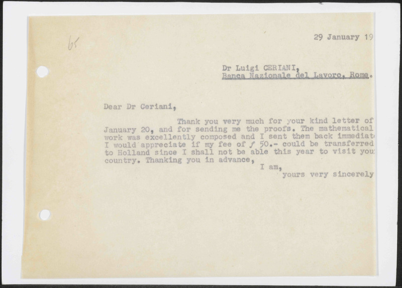 Letter to Luigi Ceriani