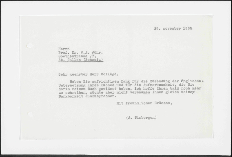 Letter to W.A. Jöhr
