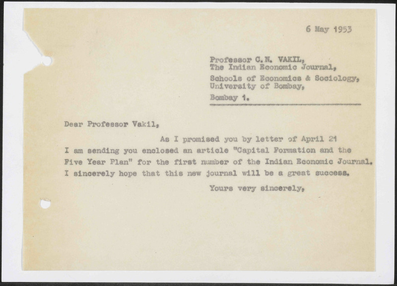 Letter to C.N. Vakil