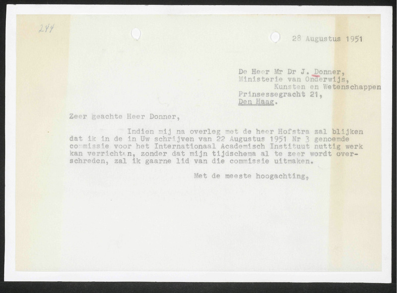 Letter to J. Donner