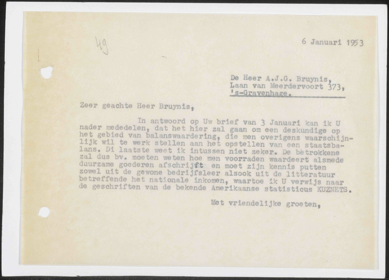 Letter to A.J.G. Bruynis