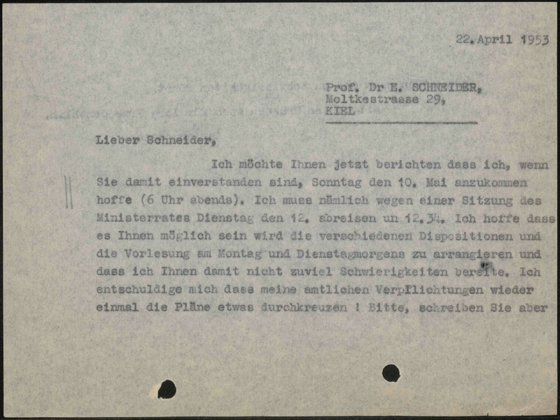 Letter to E. Schneider