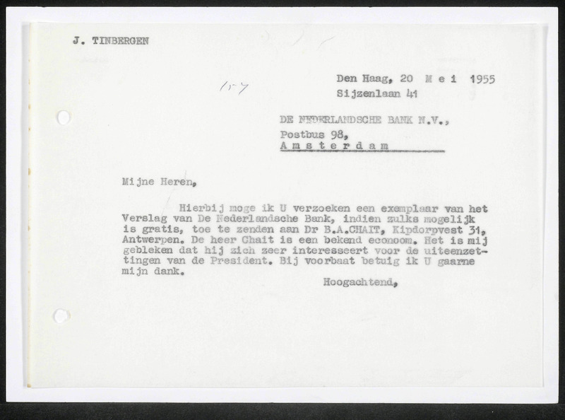 Letter to De Nederlandsche Bank