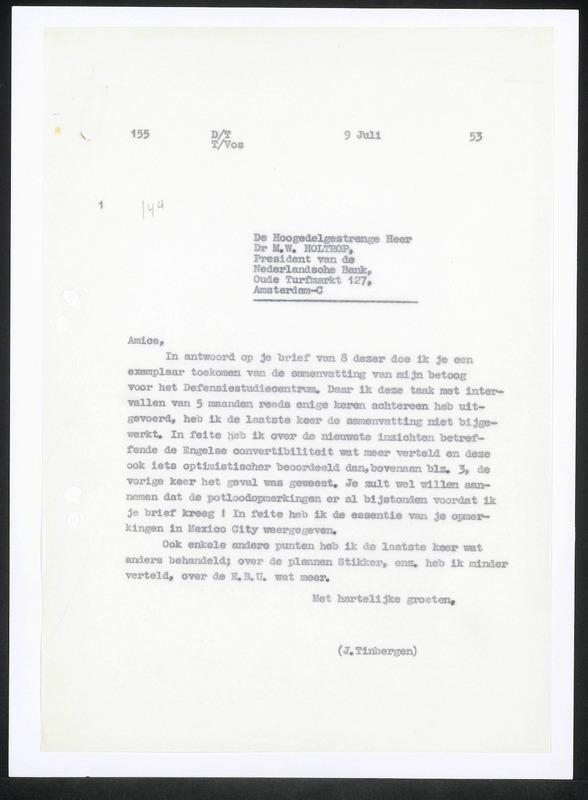 Letter to M.W. Holtrop