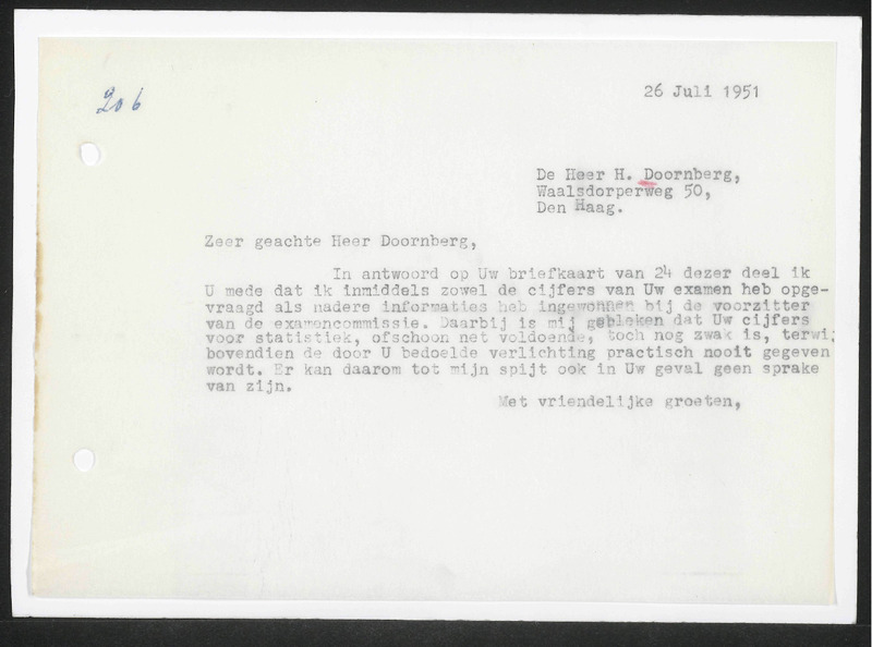 Letter to H. Doornberg