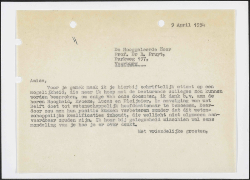 Letter to B. Pruijt