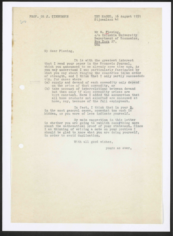Letter to J.M. Fleming