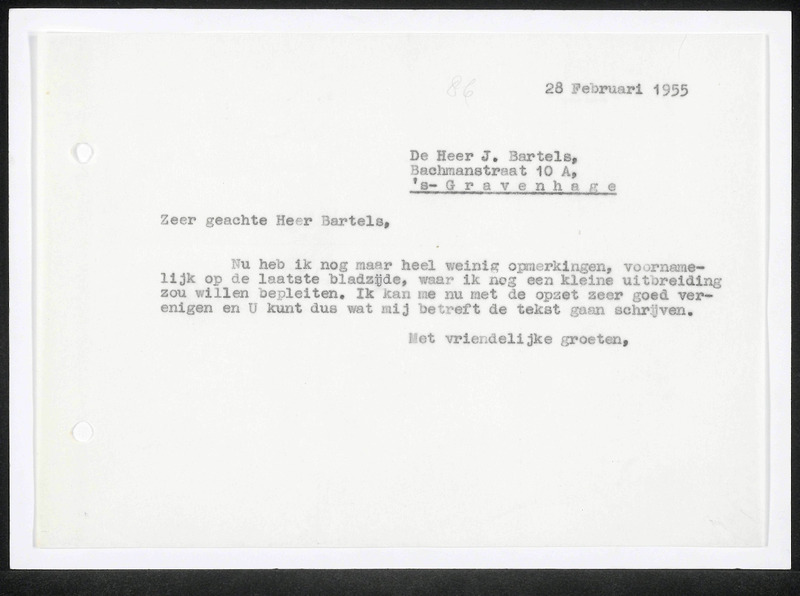 Letter to J. Bartels