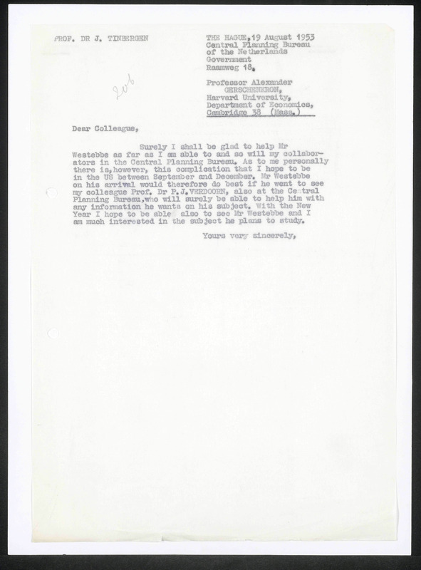 Letter to A. Gerschenkron