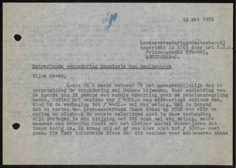 Letter to Levensverzekering-Maatschappij N.O.G.