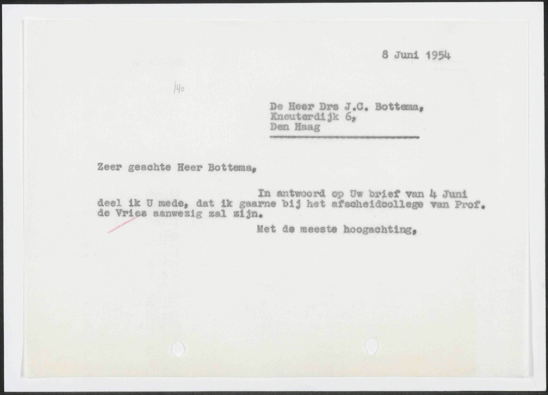 Letter to J.C. Bottema