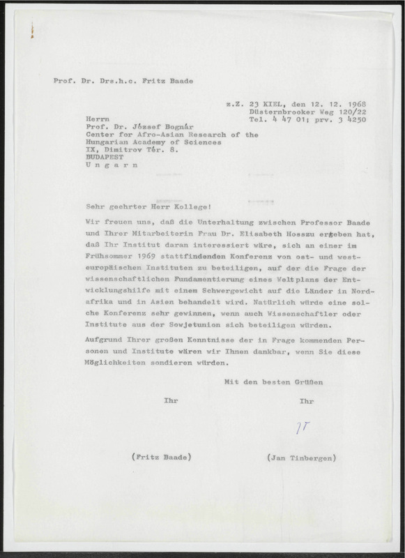 Letter to J. Bognár