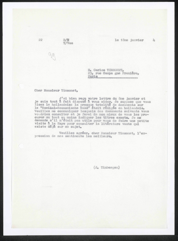 Letter to Carlos Timsonet