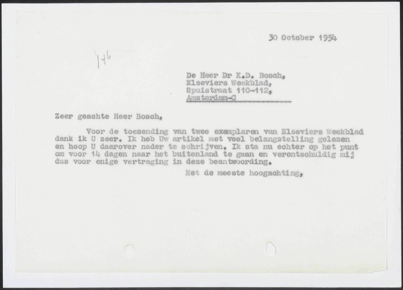 Letter to K.D. Bosch
