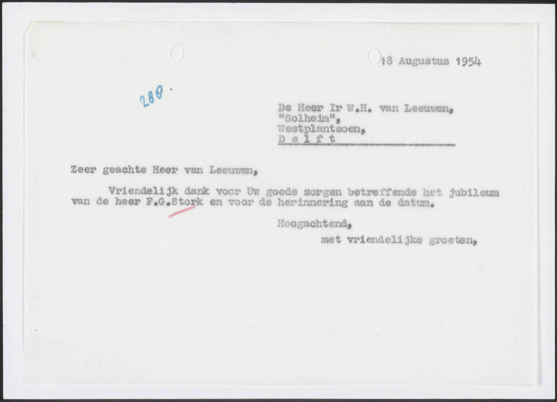 Letter to W.H. van Leeuwen