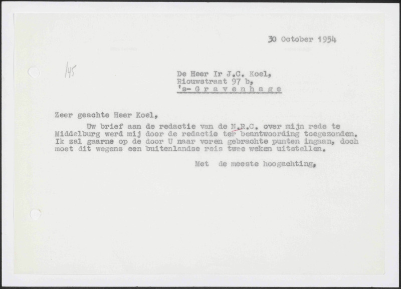 Letter to J.C. Koel