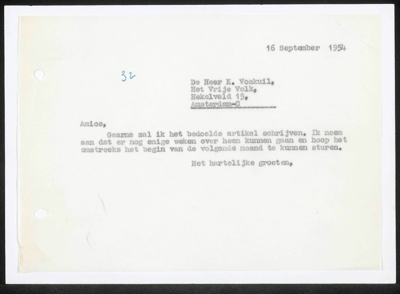 Letter to K. Voskuil