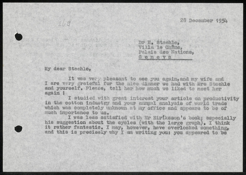 Letter to H. Staehle