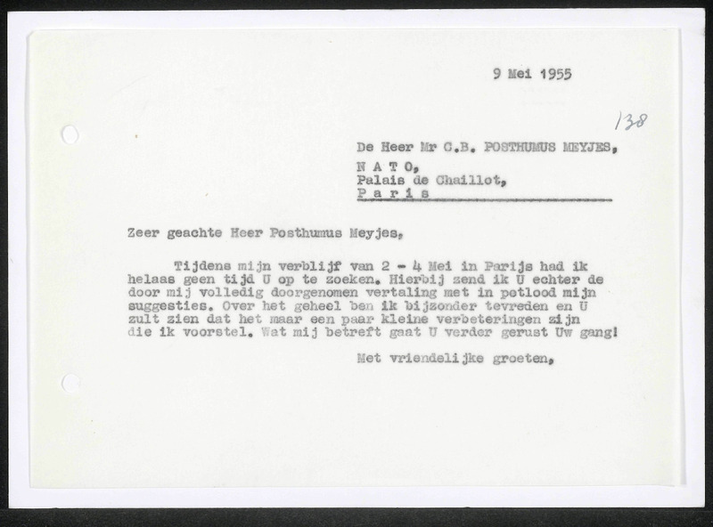 Letter to C.B. Posthumus Meyjes