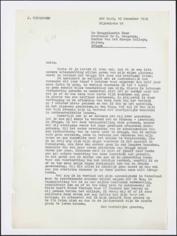 Letter to H. Brugmans