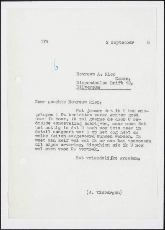 Letter to A. Riep-Eskes