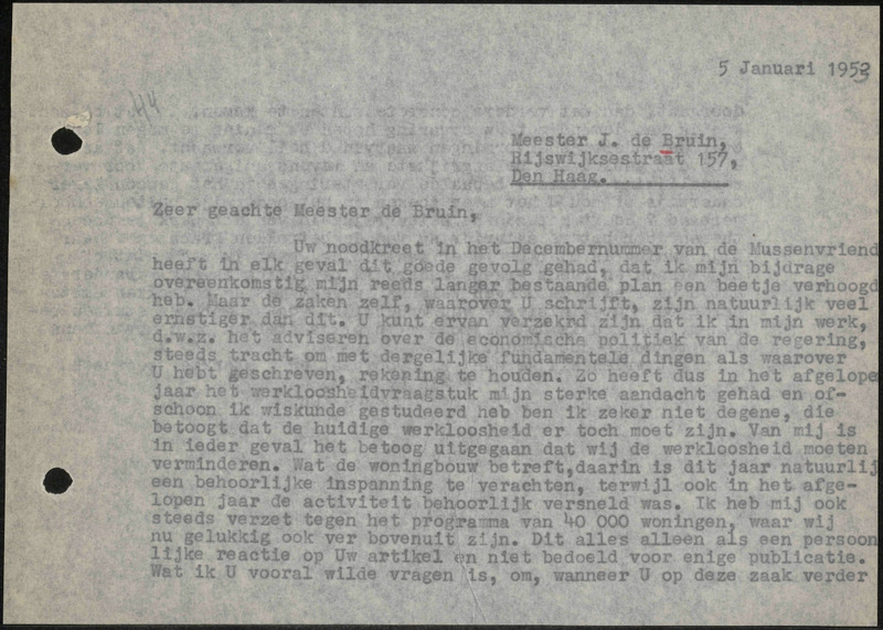 Letter to J. de Bruin